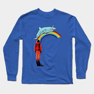 hitchhikers guide : rainbow and big fish design Long Sleeve T-Shirt